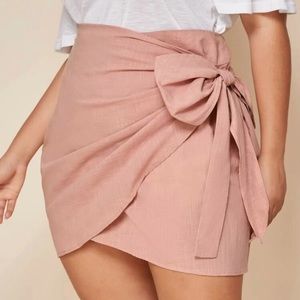 Plus Zipper Side Wrap Knot Skirt